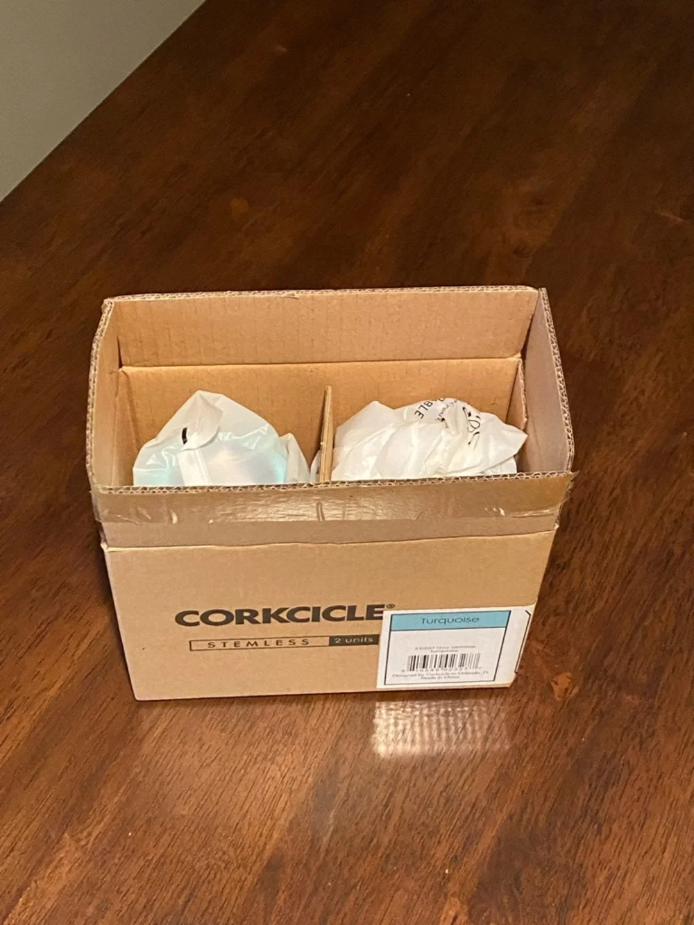 NIB Two Corkcicle Stemless Insulated Tumblers in Turquoise (Uline Branded)